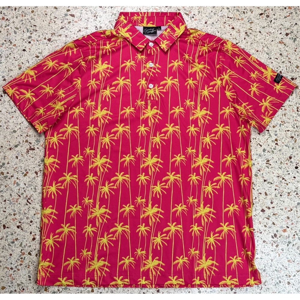 Sunday Swagger Men's Button Up Short Sleeve Hawaiian Golf Polo Shirt Size Large